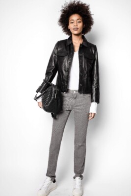 Zadig Voltaire Liam Cuir Spi Leather Jacket size S Black $698