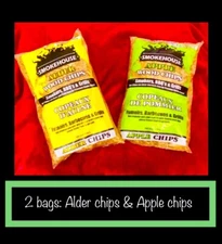 2 BAG LOT Smokehouse Smoker wood chips: Alder Chips & Apple Chips 1.75lb 242cu