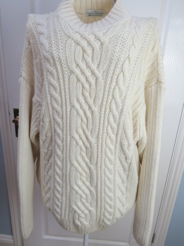 Wool Aran Cable Knit Fishermans Jumper 
