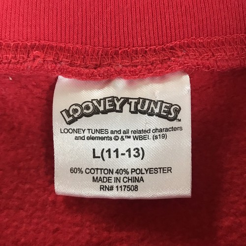 Looney Tunes Sweatshirt Youth Large (11-13) Red Double Sided Graphic Sweater - Picture 3 of 7