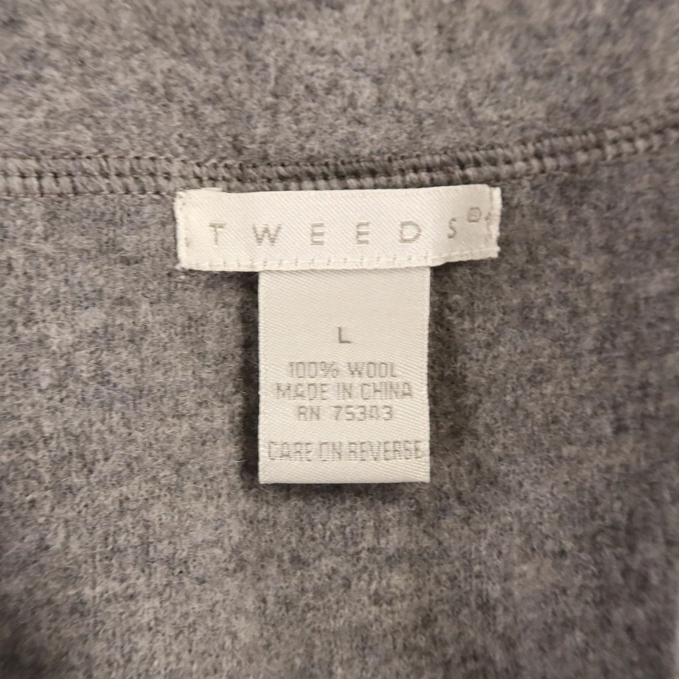 Твиды свитер женщин L серый 100% шерсти кнопка вверх ребристый рукав кардиган куртка - Изображение 3 из 4