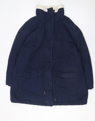 Marks and Spencer Damen Blau Parka Mantel Gr. 16 Baumwolle Gefüttert Winterjacke