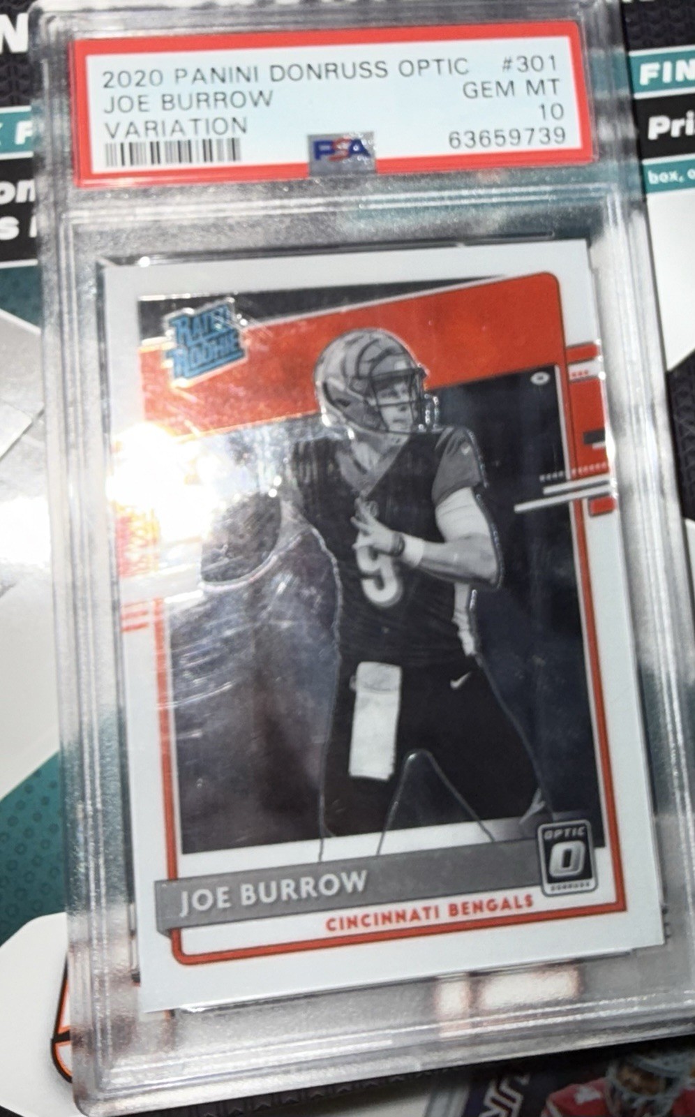 2020 Panini Donruss Optic Joe Burrow #301 Rated Rookie Variation PSA 10 Bengals
