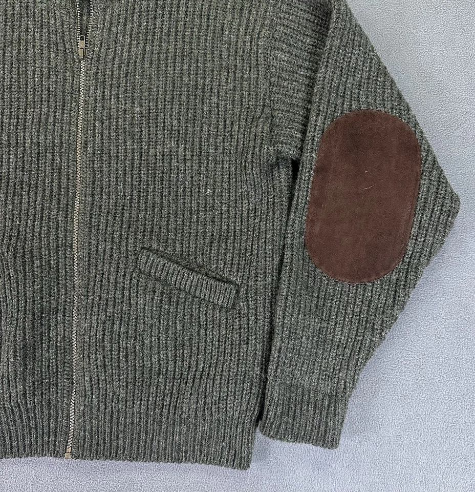Chaqueta Cabelas Mediana Verde Lana Cárdigan Codo Parche Tejido Pescador De Colección EE. UU. Foto 4 de 4