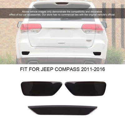  Smoked Rear Fog Light 3rd Brake Lamp Cover Trim Bezels for Jeep Compass 2011-16