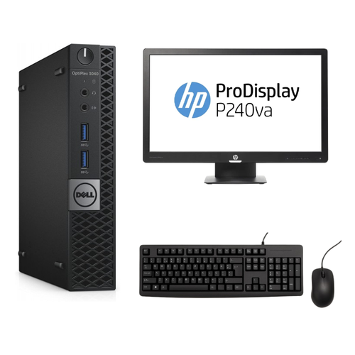 Pack Dell 3040 Micro 4 Go RAM 128 Go SSD Wifi + HP P240va 24" FHD LED ✅