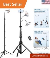 Phone Tripod, 85" Tripod for Cell Phone iPhone with Gooseneck, Aluminum Tripo...