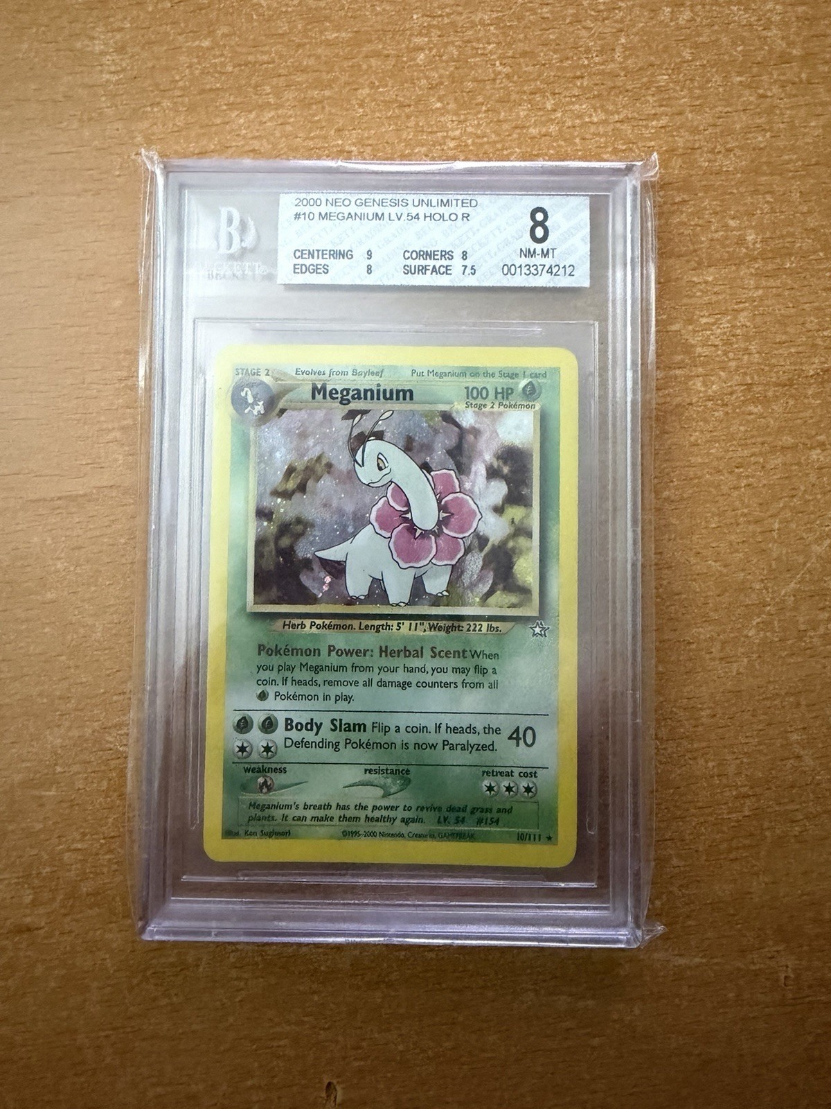 2000 Neo Genesis Unlimited #10 Meganium Holo R BGS 8