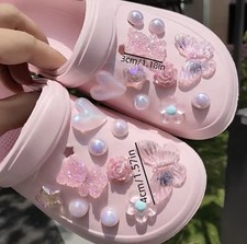 20 pcs. Women Girls Pink Flower Butterfly Mix Shoe charms Only Charms Included 