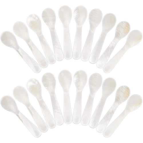 20 Pieces Set of Caviar Spoons Mother of Pearl Spoons with Handcraft Round Ha... - Picture 1 of 6