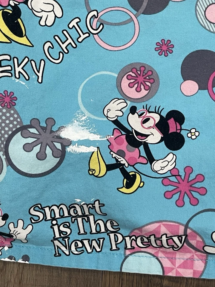 Disney Minnie Mouse Geeky Chic All Over Print Scrub Top Blue Women’s - Size 2X - Image 3 of 4