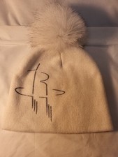 White Winter Hat Beanie With Faux Fur