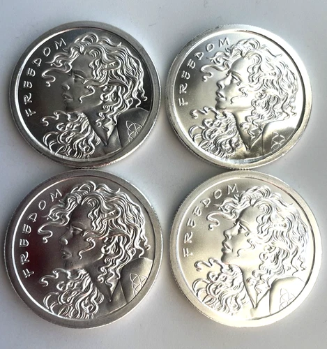 2013 Freedom Girl 1 Oz. Silver Bullet/Silver Shield .999 Silver Proof - Lot Of 4