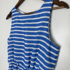 J Crew Dress Womens 6 Blue White Striped Sleeveless Elastic Waist Nautical
