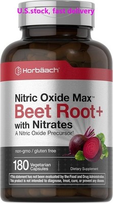 Nitric Oxide Beet Root Capsules | With Nitrates | 180 Count | by Horbaach