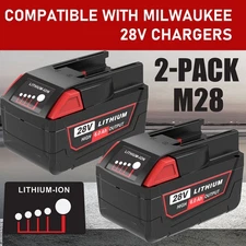 2pack 6.0Ah For MILWAUKEE For M28 Lithium Battery 28V 48-11-2830 48-59-2819 LED