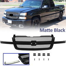 Matte Black Front Bumper Grille For 2003-2007 Chevrolet Silverado 1500 2500 3500