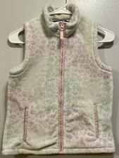 Lands' End Girls Kids Plush Fleece Full Zip Vest, Multicolor Print, Y 10-12