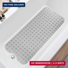 TEESHLY Bathtub Mats for Shower Tub, Extra Long Non-Slip 39 x 16 Inch Bath Mat w