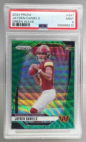 108986210 Jayden Daniels 2024 Panini Prizm #347 Green Wave RC PSA 9