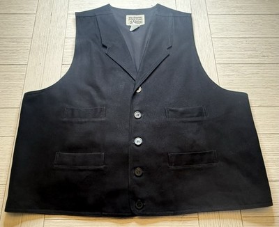 FRONTIER CLASSICS Old West Cowboy Gunfighter Black Vest W/ Adjustable Back Sz XL