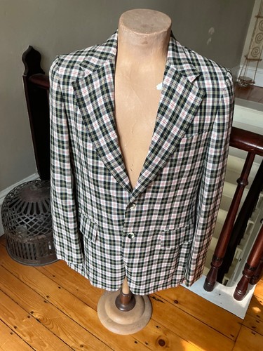 Vintage 70s Anderson Little Plaid Sport Coat/Blazer WKRP Herb Tarlek Style