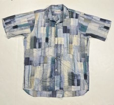 Jams World Abstract Aloha Hawaiian Shirt Button Down Art Blue Painted Hawaii S