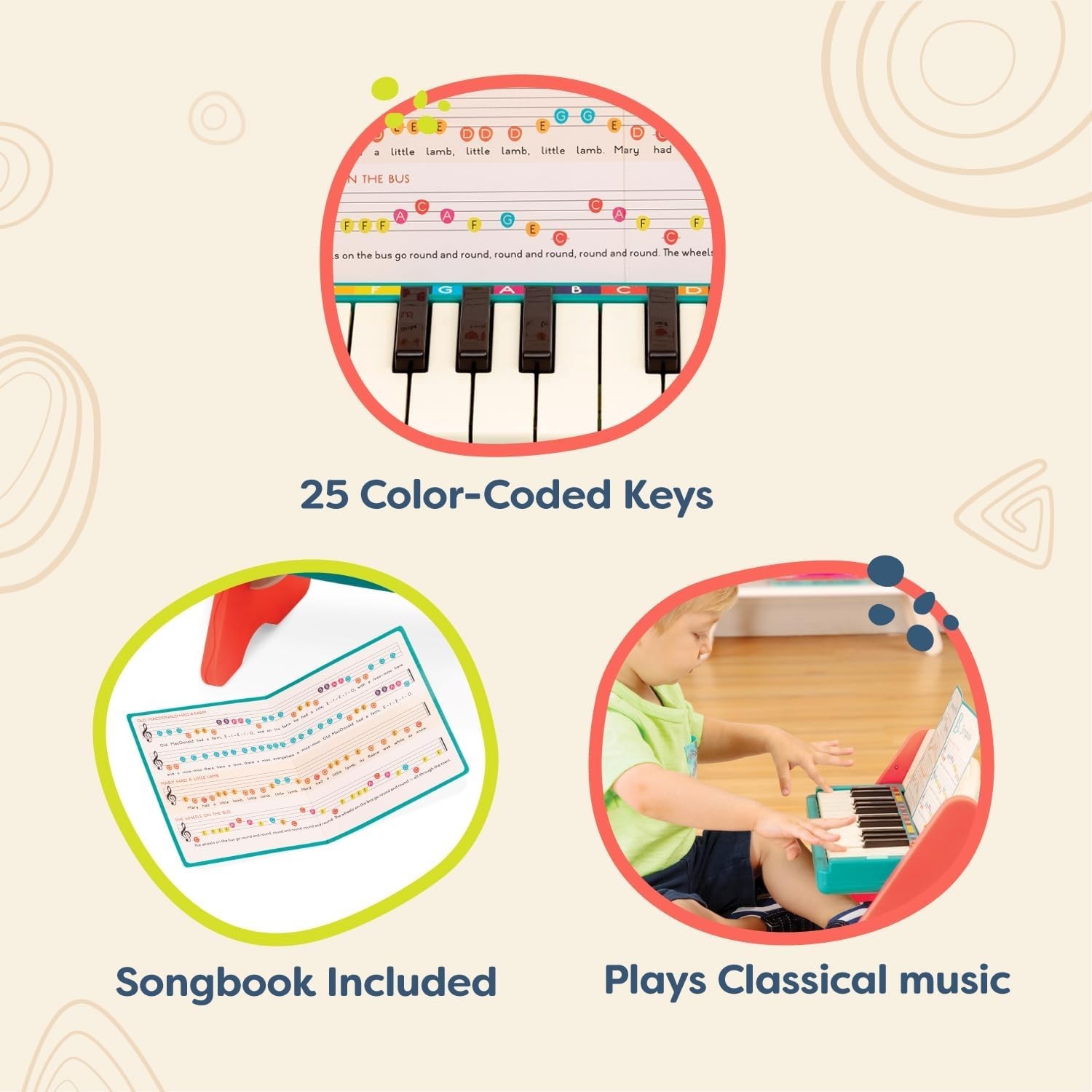 Pianoforte in legno, Mini Maestro con canzoniere con codice colore foto 6