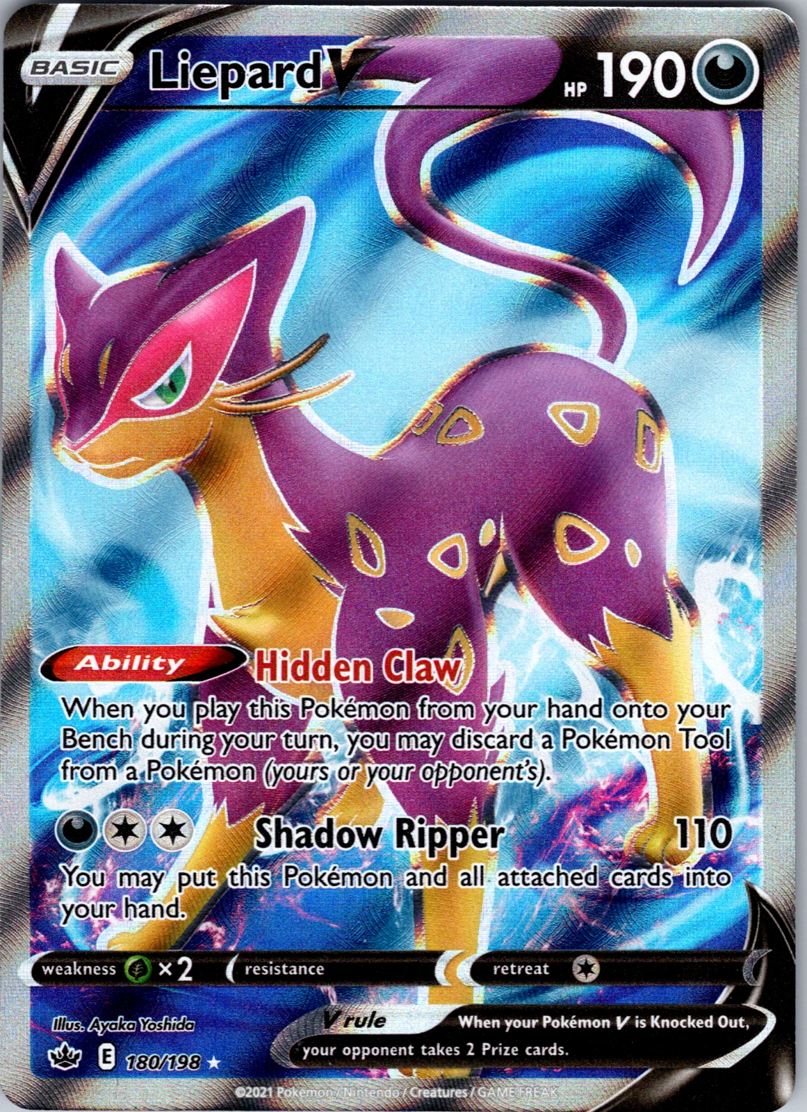 Liepard V 180/198 SWSH06: Chilling Reign Ultra Rare - NM