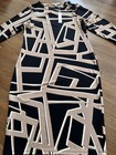 NEW Chico's Travelers Dress Women's 2 Black Neutral Geometric NWT