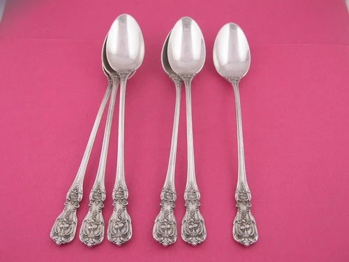 Rare 6 Reed & Barton Francis I 1907 Sterling Silver 7" Parfait Spoons ~no mono