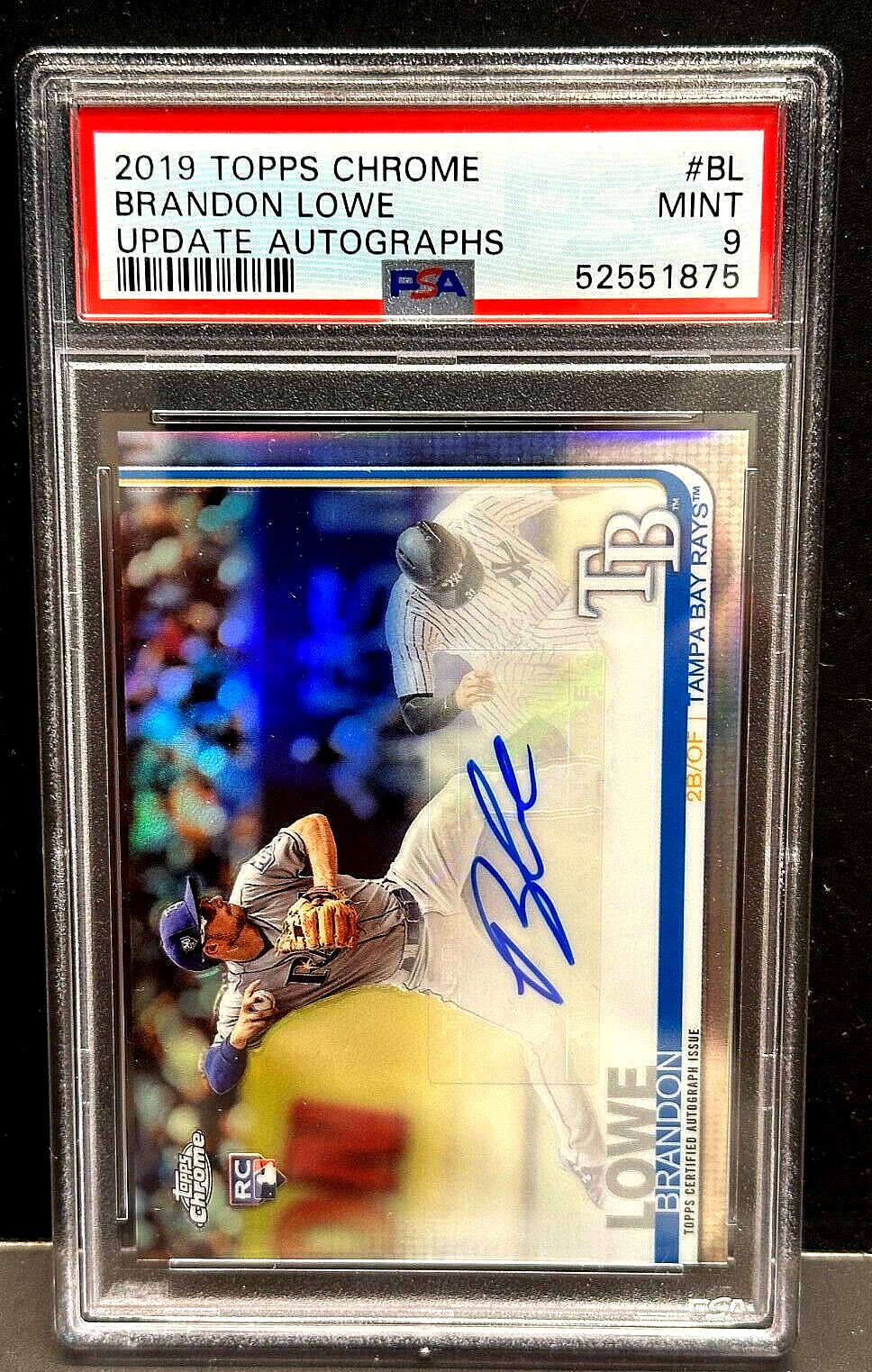 Brandon Lowe 2019 Topps Chrome Update Rookie Auto Refractor RC #BL PSA 9 Mint