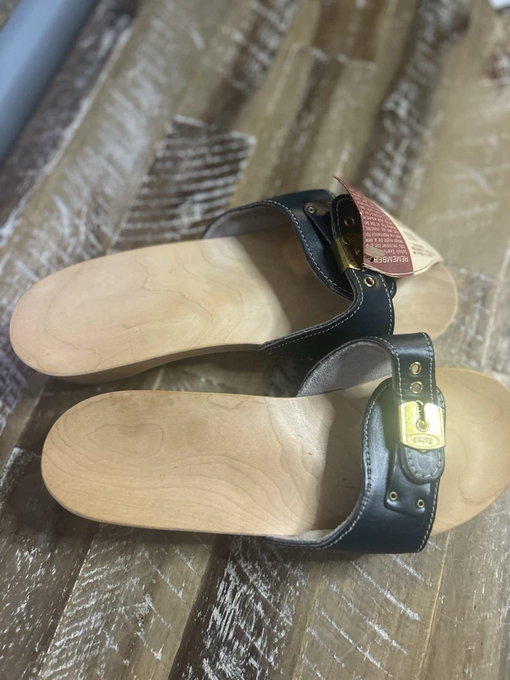 Sandalias de ejercicio Dr. Scholl’s originales de cuero azul marino talla 8 madera Italia Foto 2 de 4