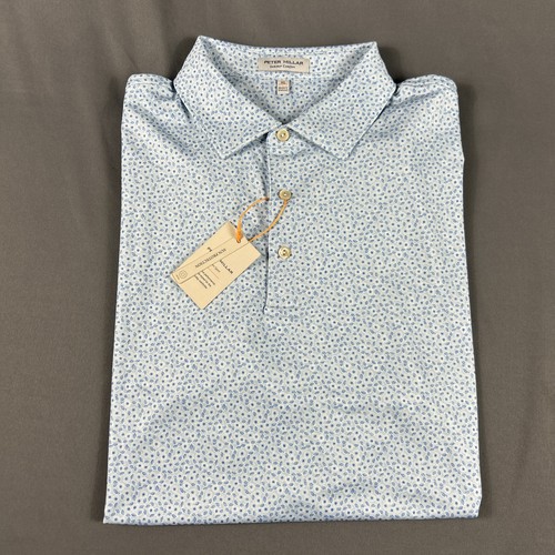 Peter Millar Golf Shirt Polo CS Summer Comfort Jared Print XL Blue NWT MSRP $115