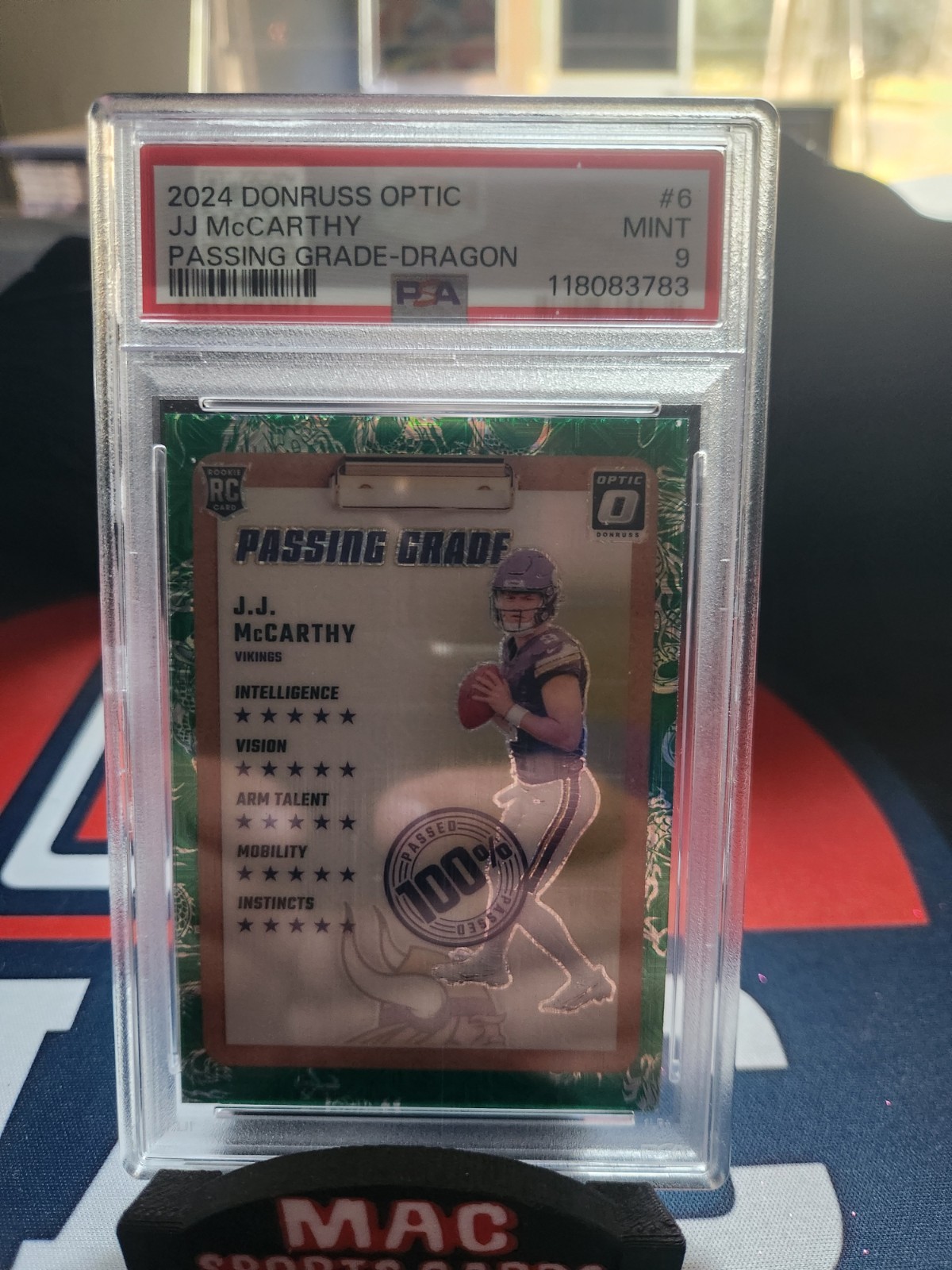 2024 Donruss Optic jj McCarthy Passing Grade Dragon 23/24