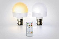 Rechargeable B22 LED Bulb Emergency Light RGB Tri Colour Remote Dimmable UK