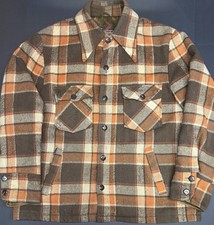 Vintage 70s Sears Mens Store Quality Outerwear Plaid Flannel Lined Jacket Sz L