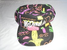 Vintage McDonald's Crew Neon Geometric Print 90's Snapback Baseball Hat