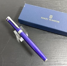 [Near-MINT wz/Box] HARRY WINSTON Novelty Purple/Silver Rollerball Pen