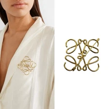 Auth LOEWE Anagram Brooch GP Gold - Jacket Lapel Pin W/ Box (excellent)