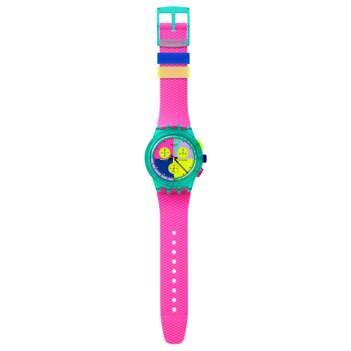 SWATCH NEON FLASH SUSG408 Originals Chronograph Quartz Unisex New  
