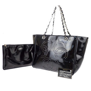 CHANEL Triple CC Chain Shoulder Bag Patent Leather Black Italy Vintage  34MK819 | eBay