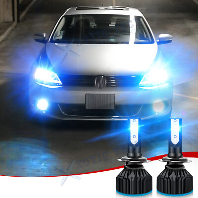 2x COB LED High/Low Beam Conversion Kit H7 Bulbs Super Bright 8000K Plug&Play