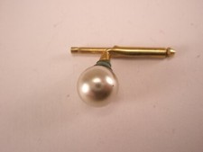 SINGLES 1 Silver Faux Pearl Gold Tone Vintage Formal Tux Shirt Stud j40