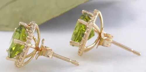 14k Yellow Gold Plated Simulated Peridot Anniversary Stud Earring's For Women's - Picture 6 of 6
