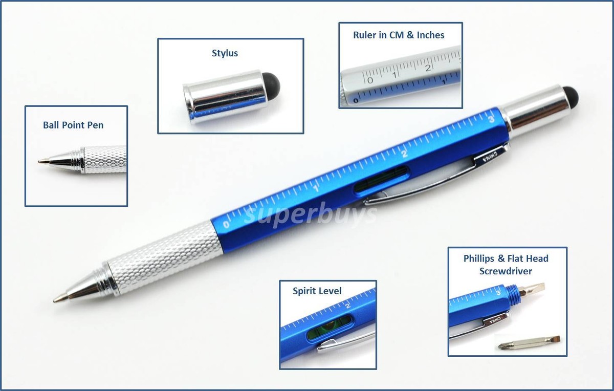 Phillips Screwdriver Spirit Level Ruler Screwdriver Pen Blue In1