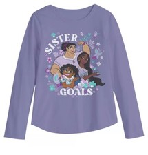 Disney Encanto Shirt Girls Size 6x Purple Graphic Tee Long Sleeve Sister Goals