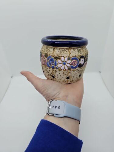 Antique Amphora Vase Urn Jeweled Florals Czechoslovakia Pottery - Picture 11 of 12