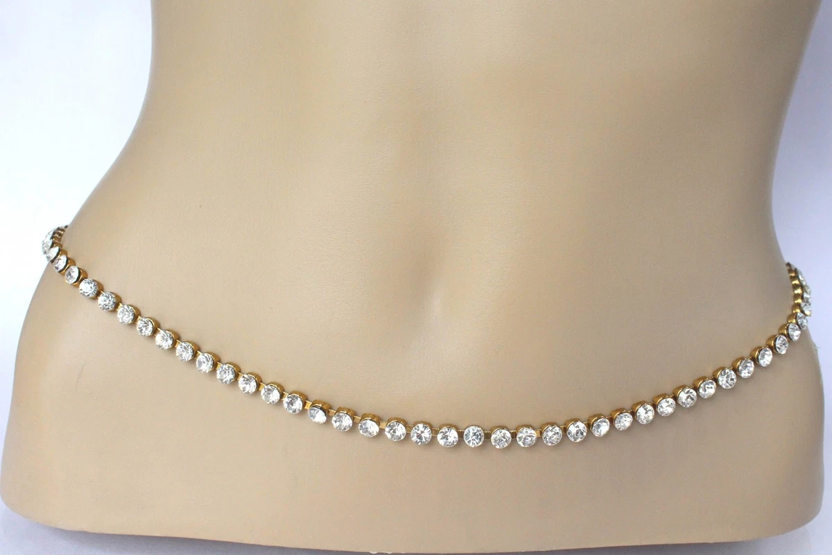 Gold Crystal Metal Belly Waist Chain Wedding Bridal Waist Chain Jewelry