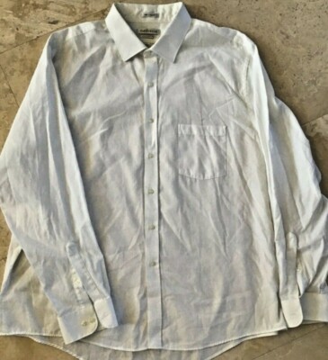 55 cotton 45 polyester dress shirts VAN HEUSEN CLASSIC FIT DRESS SHIRT WHITE 55% COTTON 45% POLYESTER SIZE18  1/2 NEW